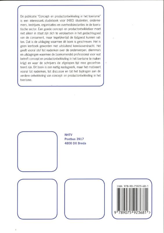 Achterkant van Concept & Productontwikkeling in het toerisme