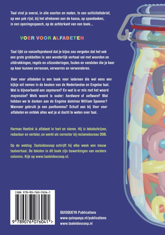 Achterkant van Voer voor alfabeten