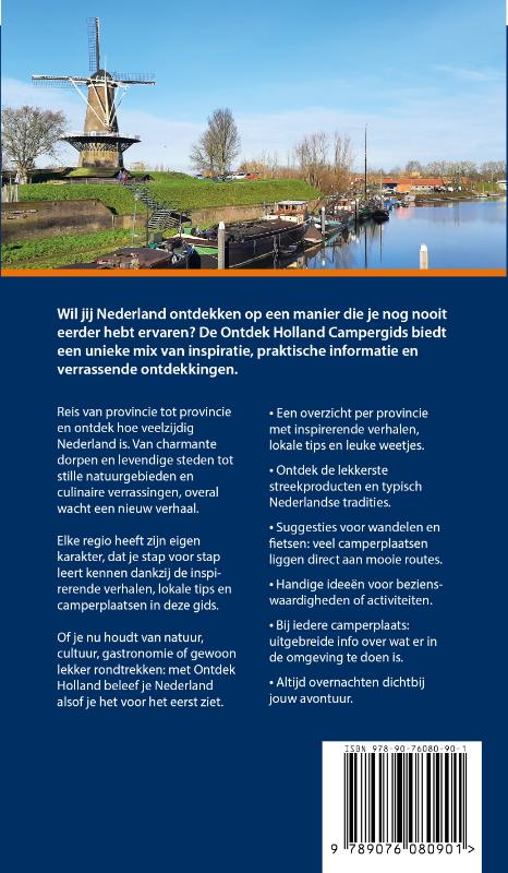 Achterkant van Ontdek Holland campergids