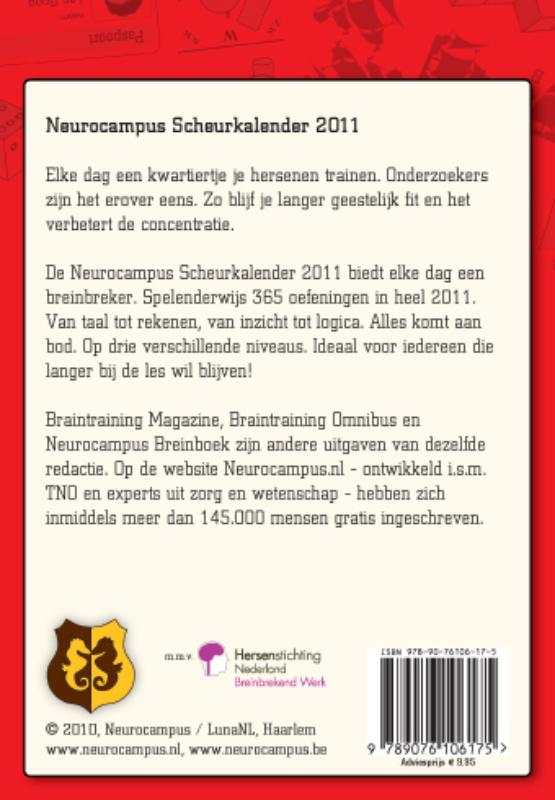 Achterkant van Braintraining van Neurocampus scheurkalender 2011