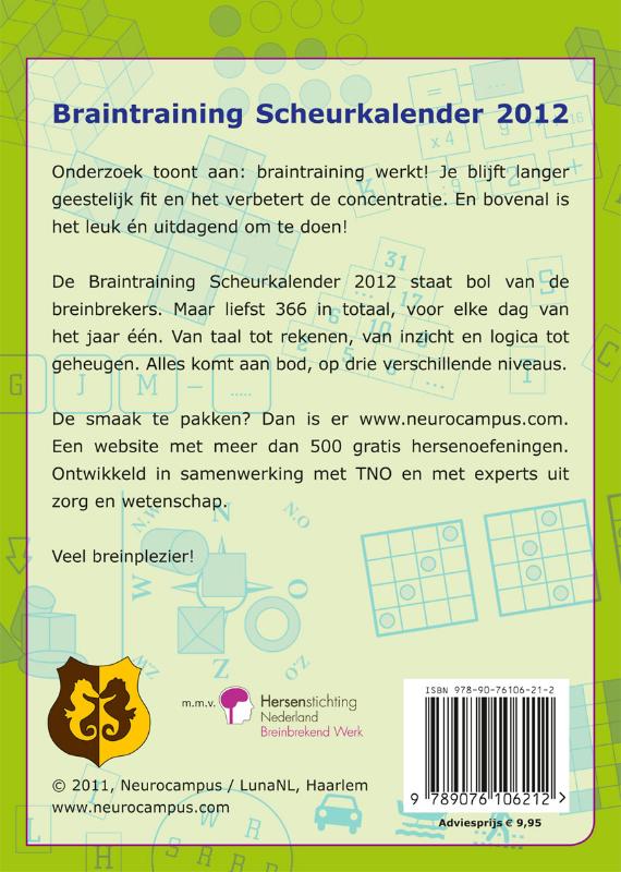 Achterkant van Scheurkalender 2012