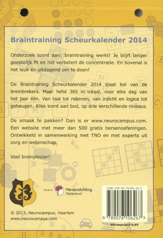 Achterkant van Scheurkalender 2014