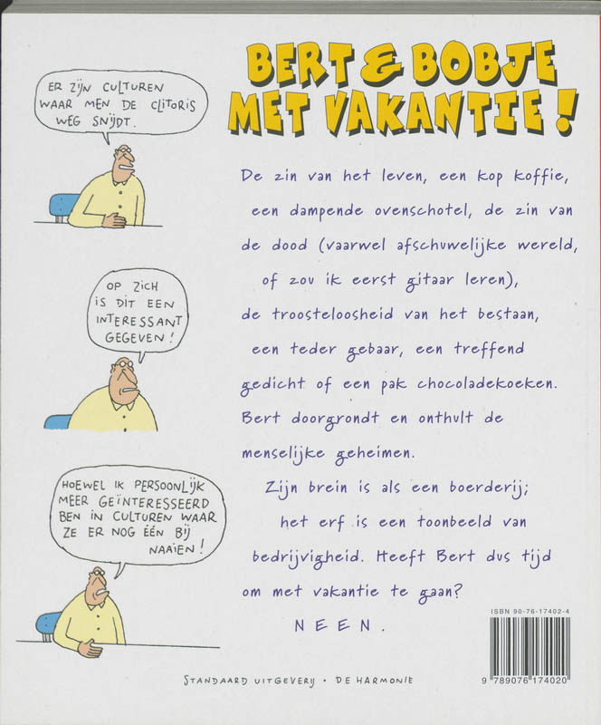 Achterkant van Bert & Bobje op vakantie