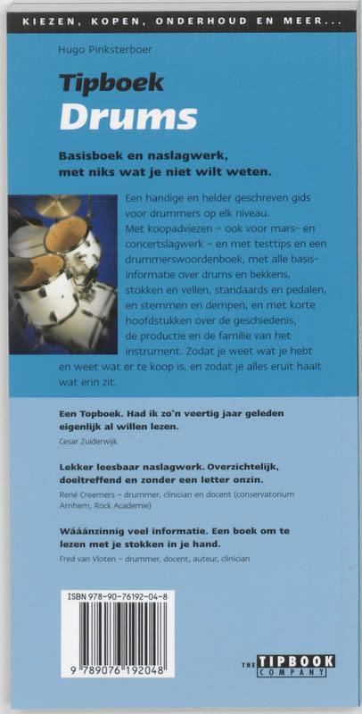 Achterkant van Tipboek drums