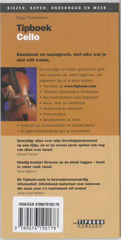Achterkant van Tipboek cello