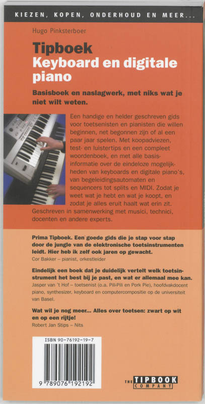 Achterkant van Tipboek Keyboard en digitale piano