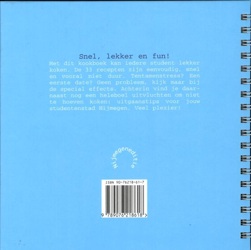 Achterkant van Kookboek voor studenten