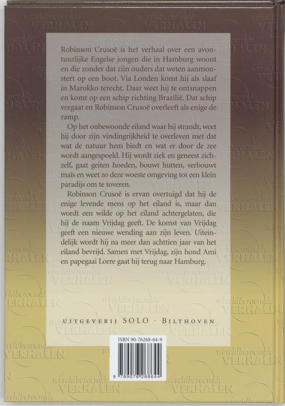 Achterkant van Robinson Crusoe