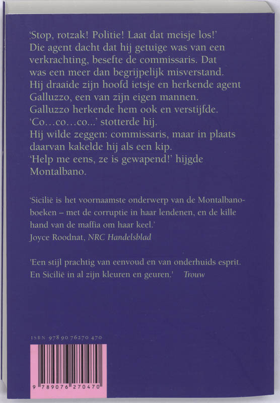 Achterkant van De eerste zaak van Montalbano
