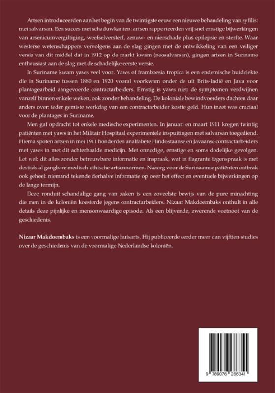 Achterkant van Medisch massa-experiment op analfabete yawspatiënten