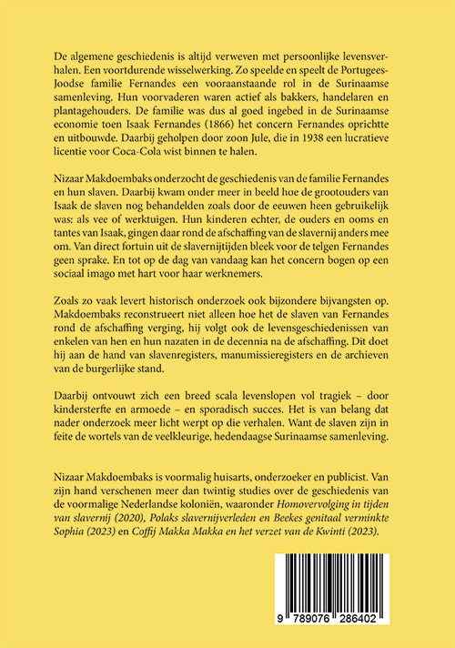 Achterkant van Een geschiedenis van de Joodse familie Fernandes en hun slaven