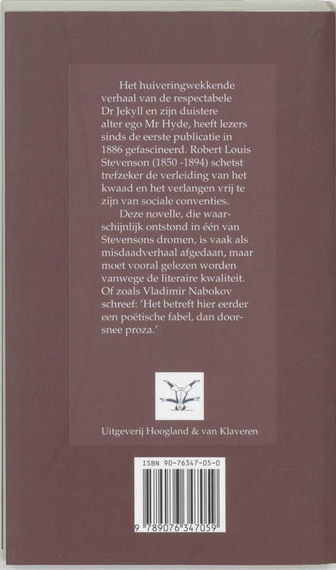 Achterkant van De vreemde geschiedenis van Dr Jekyll en Mr Hyde