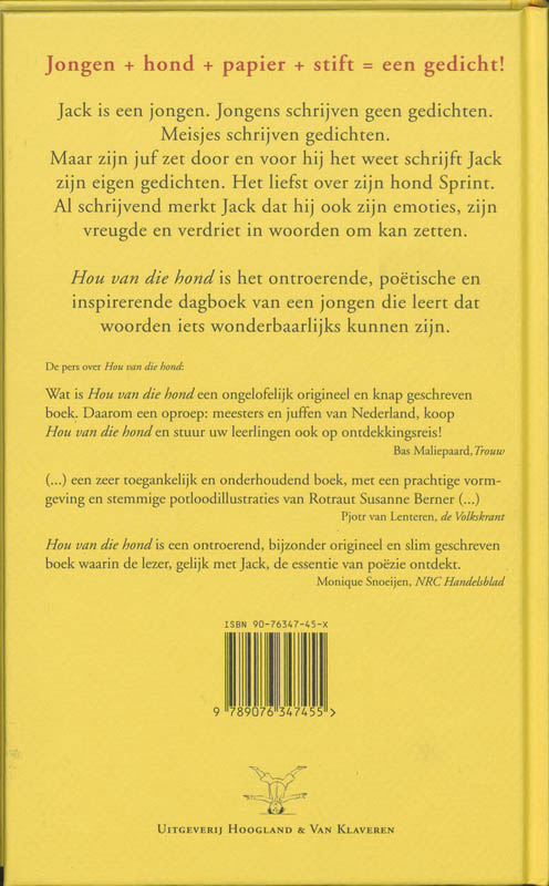 Achterkant van Hou van die hond