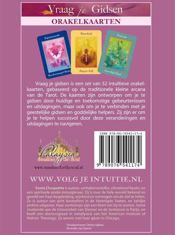 Achterkant van Vraag je gidsen orakelkaarten