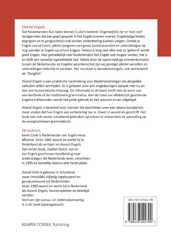 Achterkant van Overal Engels