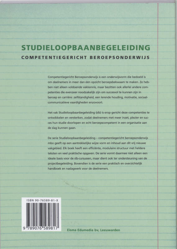 Achterkant van Studieloopbaanbegeleiding MBO niveau 1