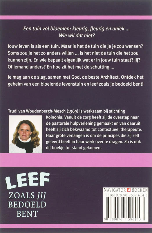 Achterkant van Leef zoals jij bedoeld bent