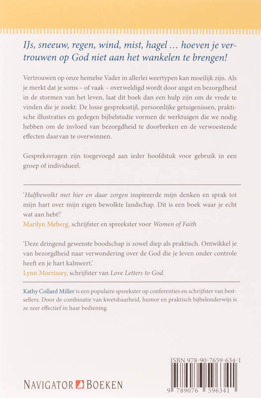 Achterkant van Half bewolkt met hier en daar zorgen