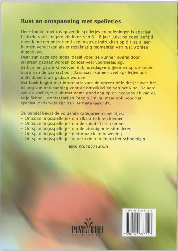Achterkant van Rust en ontspanning met spelletjes