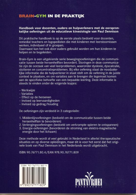 Achterkant van Brain-Gym in de praktijk
