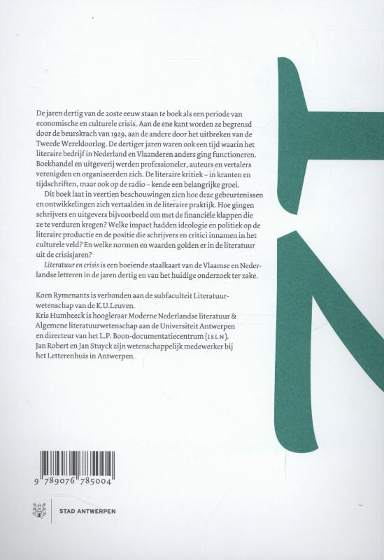 Achterkant van Literatuur en crisis