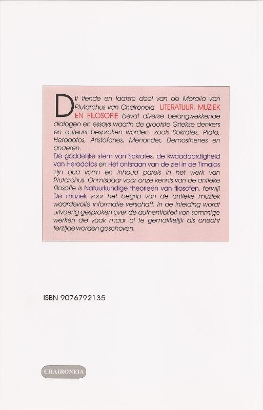 Achterkant van 10 Literatuur, muziek en filosofie