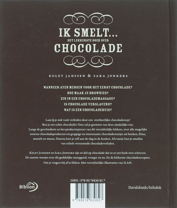 Achterkant van Ik smelt... het lekkerste boek over chocolade