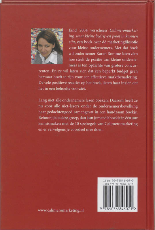 Achterkant van Calimeromarketing in een eierdop
