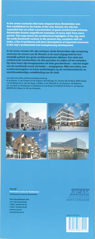 Achterkant van Architectuurkaart Amsterdam = Architectural map Amsterdam