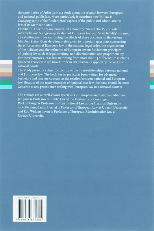 Achterkant van Europeanisation of Public Law