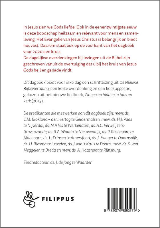 Achterkant van Filippus dagboek 2020