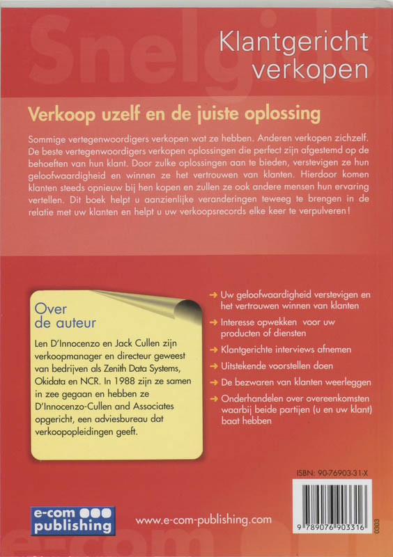 Achterkant van Snelgids Klantgericht verkopen
