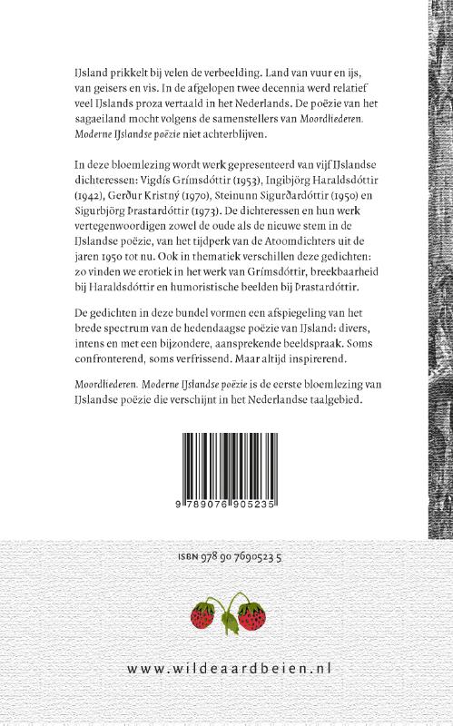Achterkant van MOORDLIEDEREN. MODERNE IJSLANDSE POEZIE