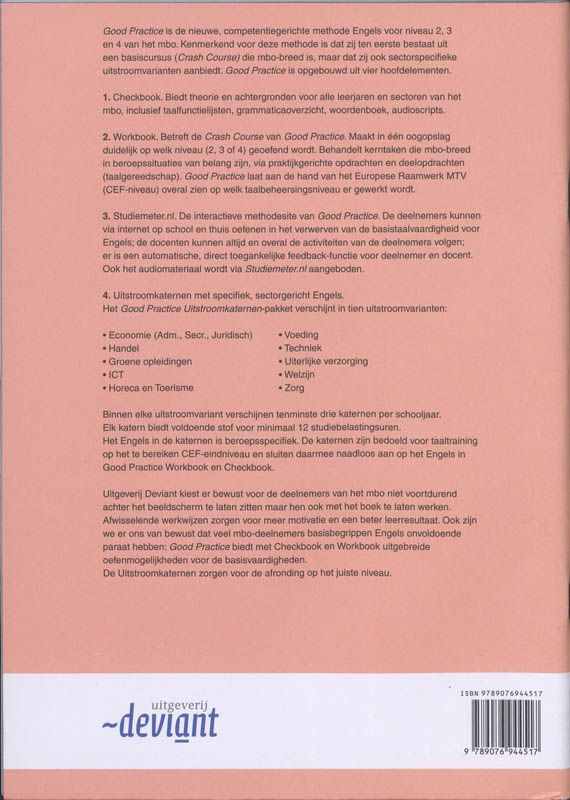 Achterkant van Uitstroomkatern Engels Economie 1
