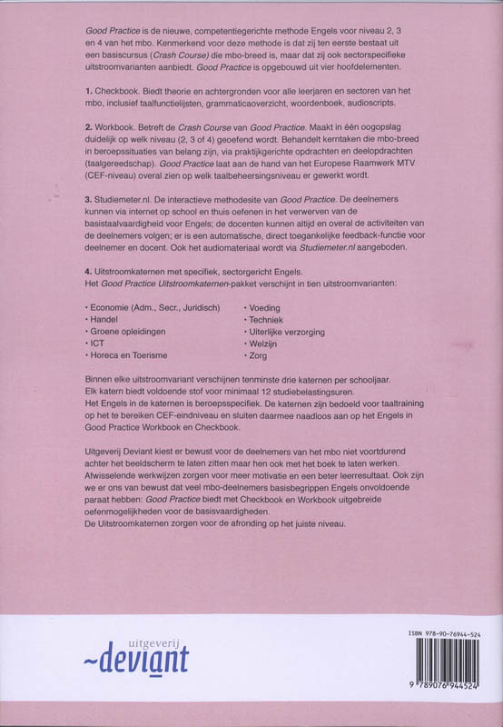 Achterkant van Uitstroomkatern Engels Uiterlijke verzorging 1