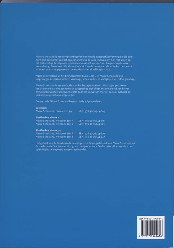 Achterkant van Werkboek A