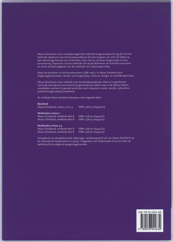 Achterkant van Werkboek A
