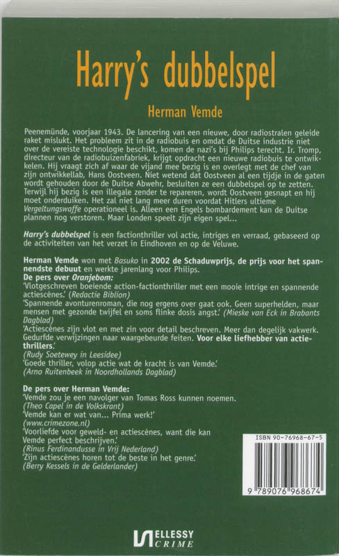 Achterkant van Harry's dubbelspel