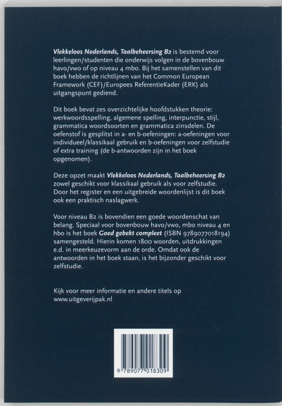 Achterkant van Taalbeheersing CEF B2