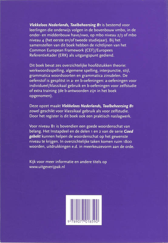 Achterkant van Taalbeheersing CEF B1