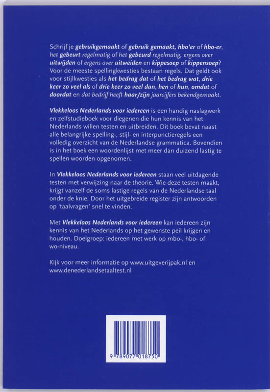 Achterkant van Vlekkeloos Nederlands voor iedereen