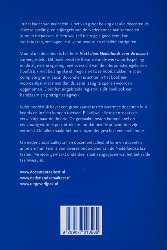 Achterkant van Voor de docent