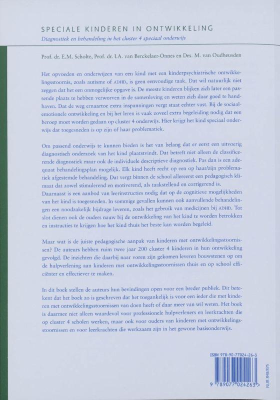 Achterkant van Speciale kinderen in ontwikkeling