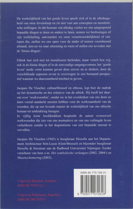 Achterkant van Werkwoorden van de ethiek