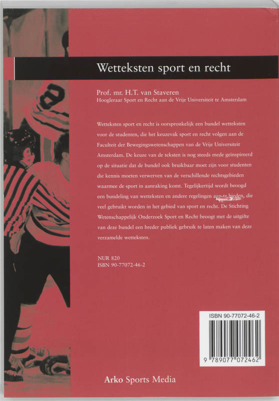 Achterkant van Wetteksten sport en recht
