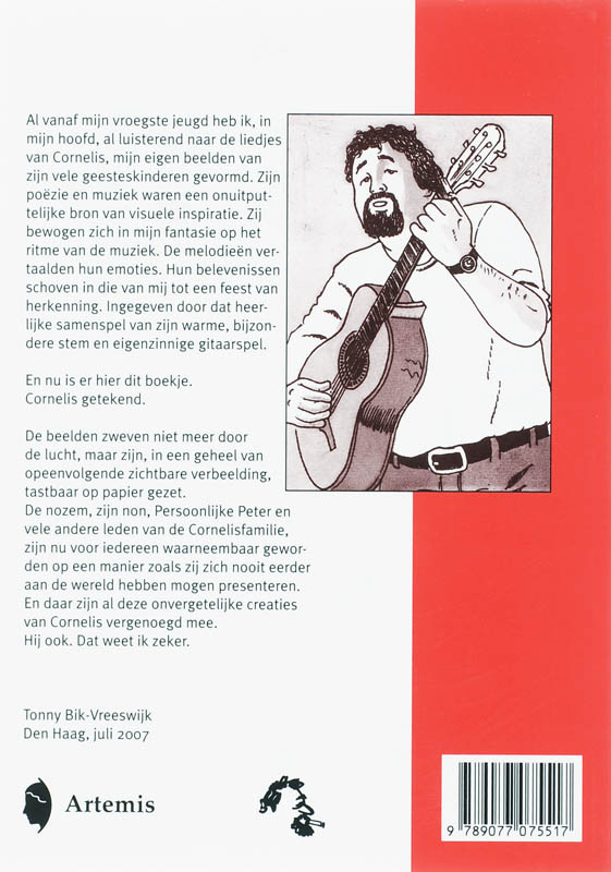 Achterkant van Cornelis Vreeswijk getekend