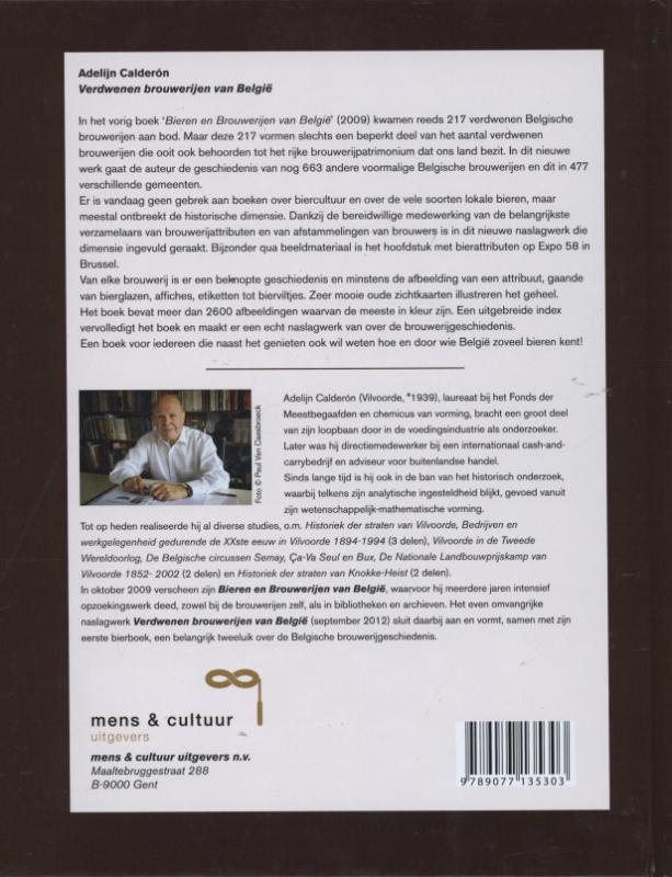Achterkant van Verdwenen brouwerijen van Belgie