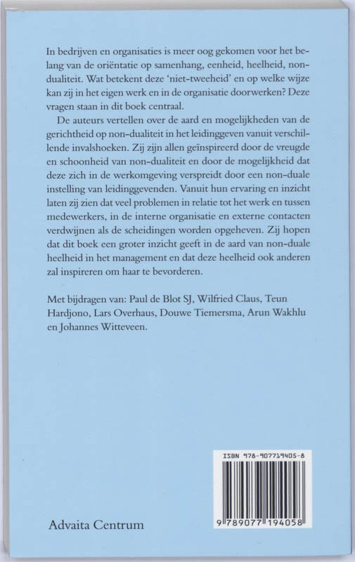 Achterkant van Management en non-dualiteit