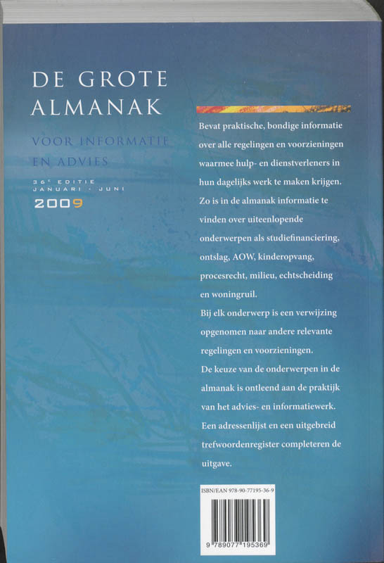 Achterkant van januari - juli