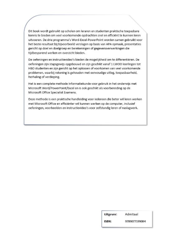 Achterkant van Leer effectief werken met Office 2016 (Word/Excel/PowerPoint)